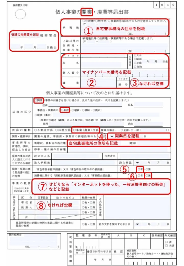 開業届の書き方